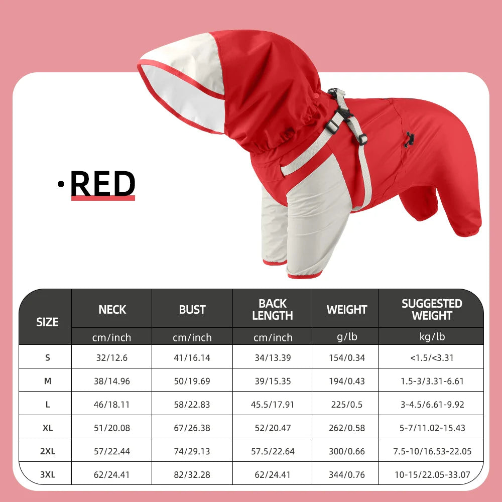 🌧️ Waterproof Dog Raincoat with Hood
