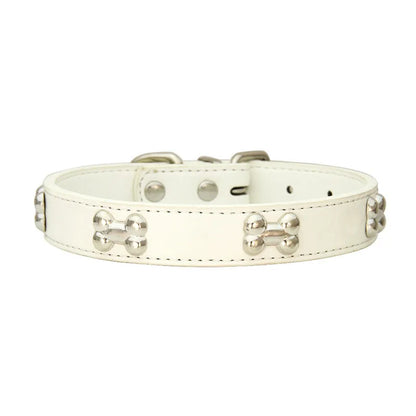 Durable Bone Design Leather Dog Collar 🐶🐾