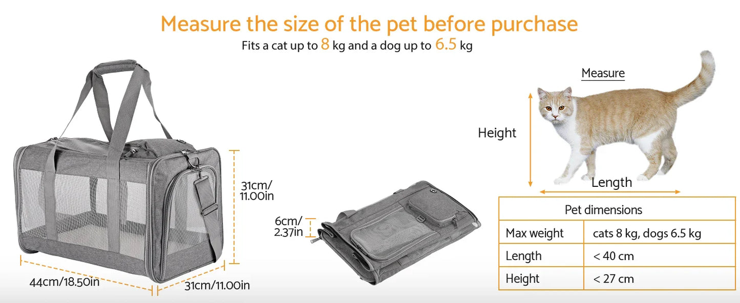 Airline Approved Soft Pet Carrier for Cats & Dogs
