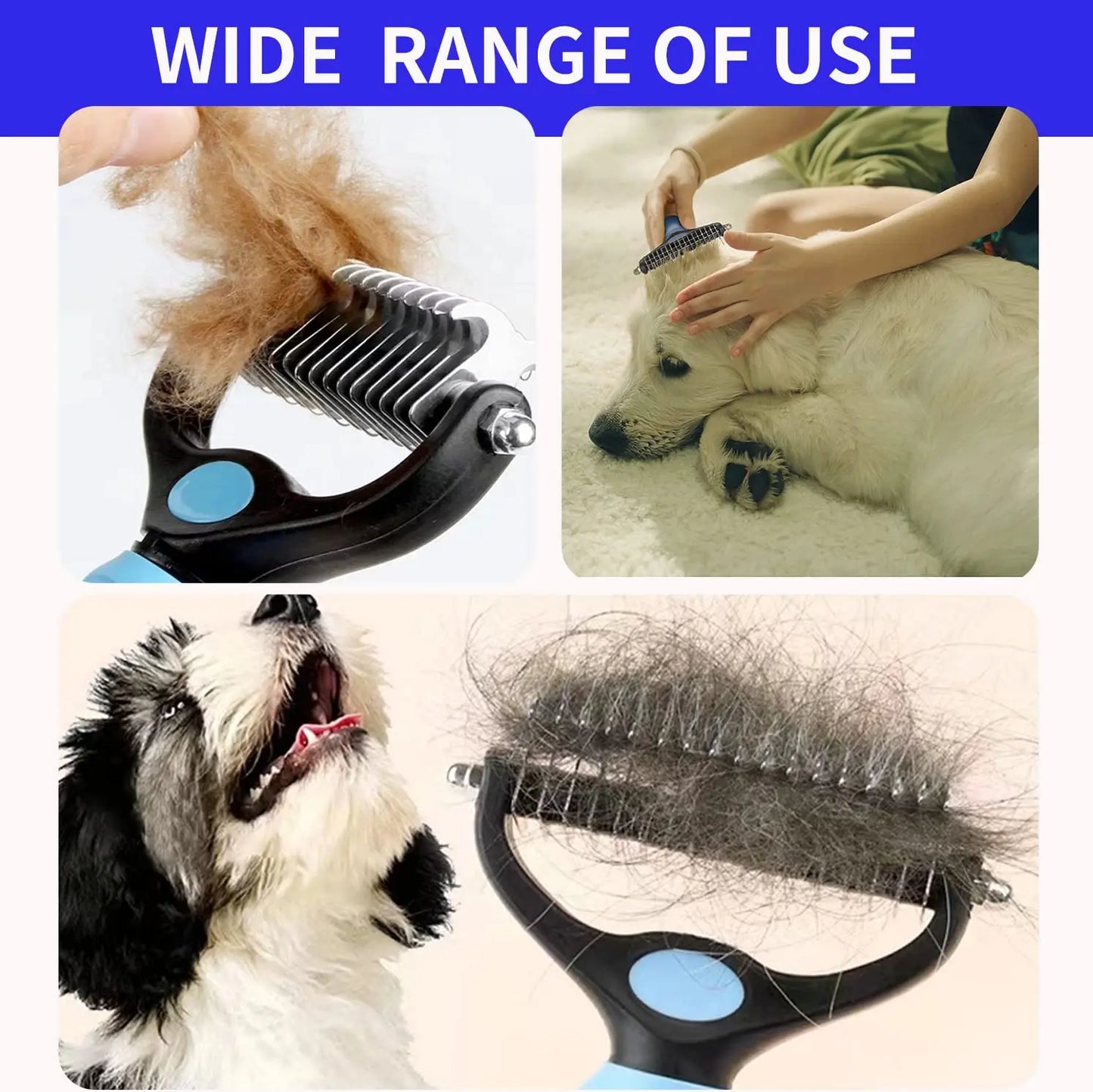 Professional Deshedding & Grooming Brush for Dogs & Cats