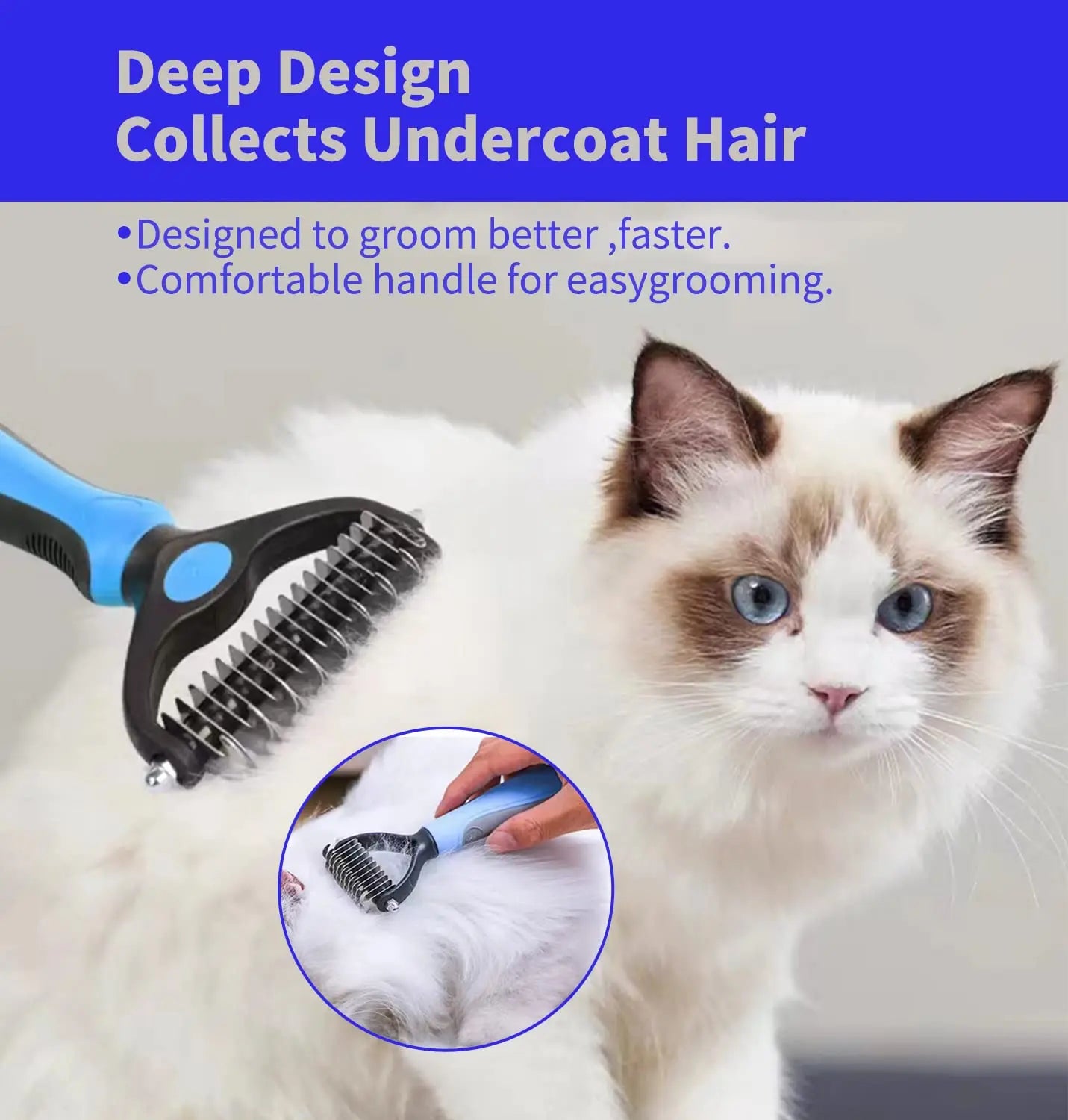 Professional Deshedding & Grooming Brush for Dogs & Cats